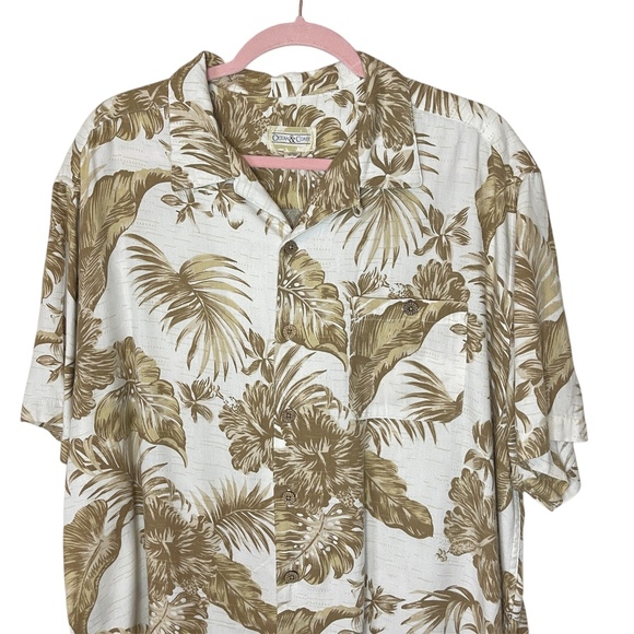 OCEAN & COAST Men's Beige & Ivory‎ Hawaiian Shirt, XL - Picture 2 of 7